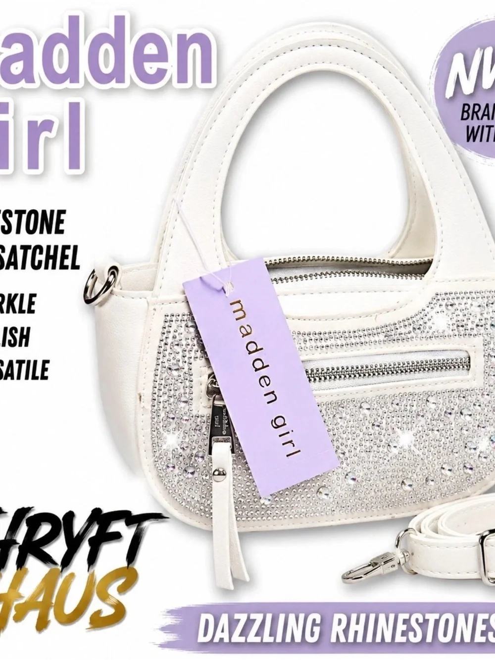 Madden Girl Rhinestone Embellished Baguette bag
